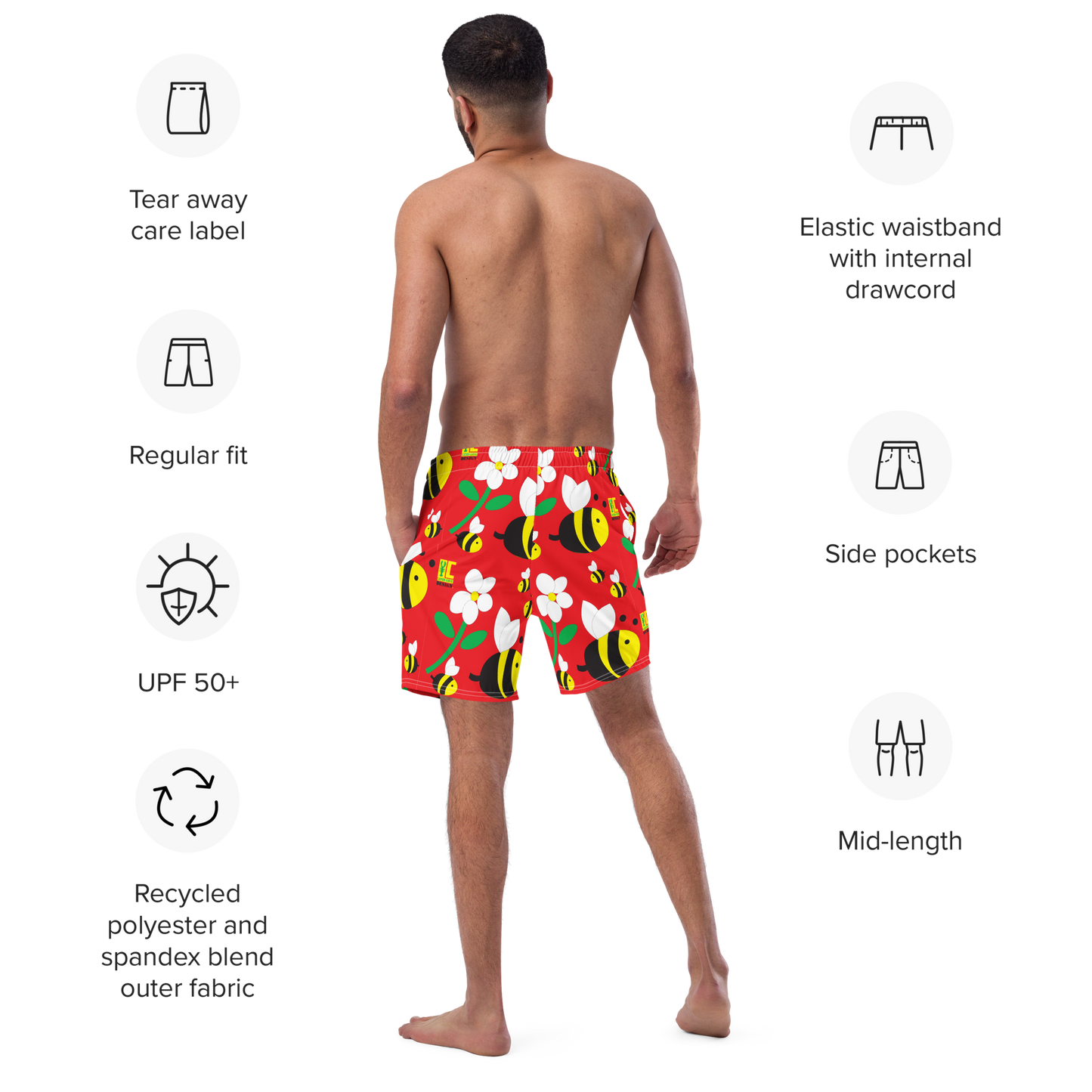Save the Bees Men's swim trunks