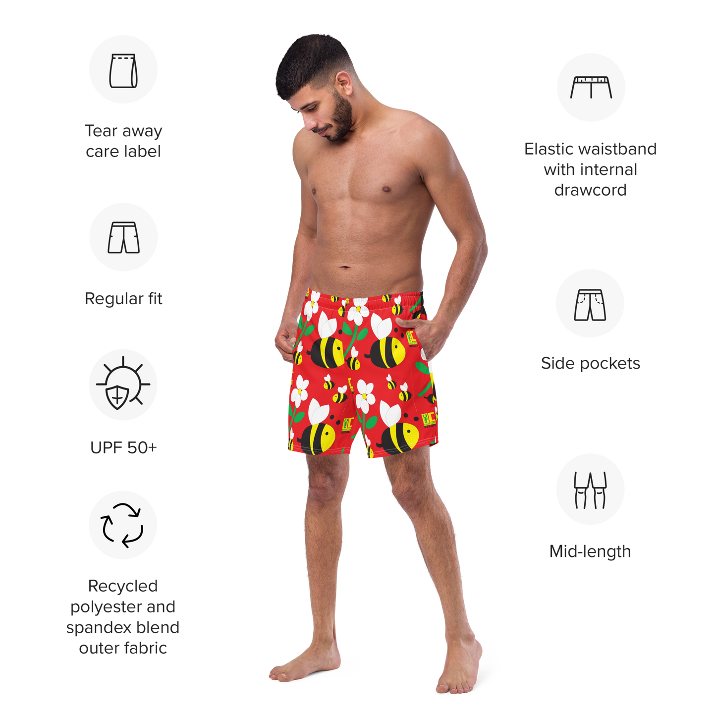 Save the Bees Men's swim trunks