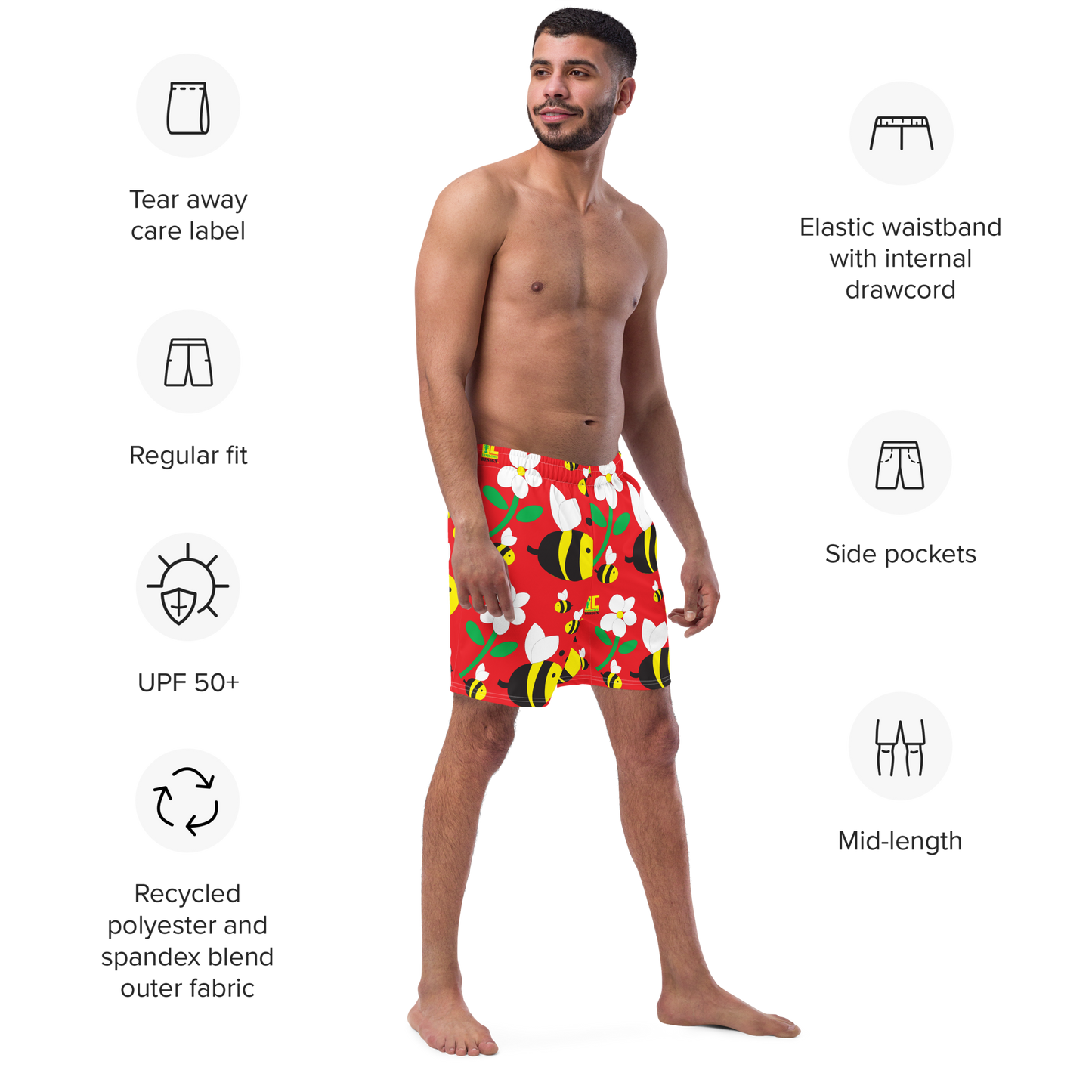 Save the Bees Men's swim trunks