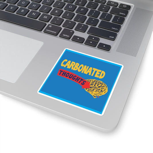 Carbonated Thoughts, blue background: Square Stickers