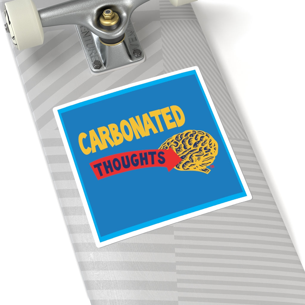 Carbonated Thoughts, blue background: Square Stickers