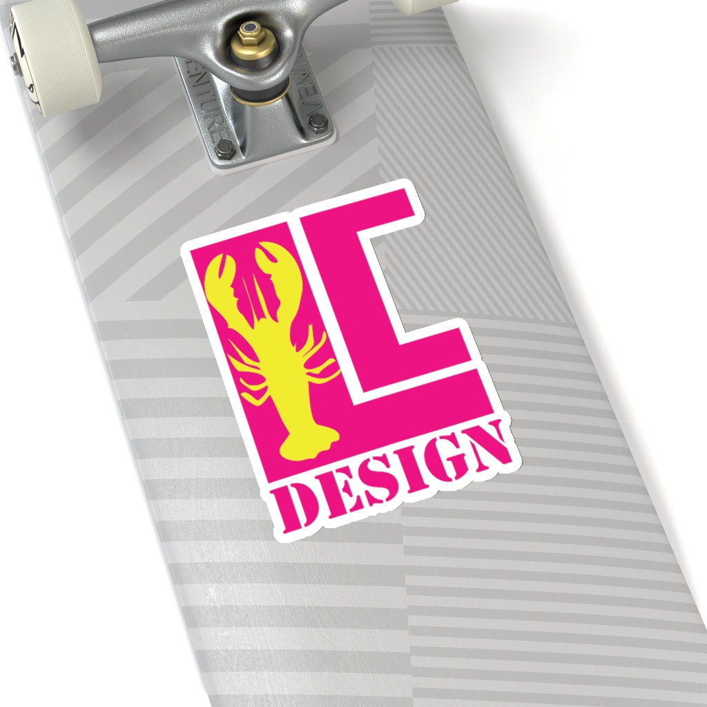 Lanes Cove Design Sticker Magenta Yellow Lobster - Gloucester Decal 4 Sizes