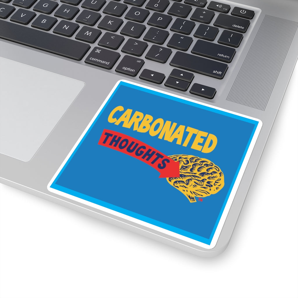 Carbonated Thoughts, blue background: Square Stickers
