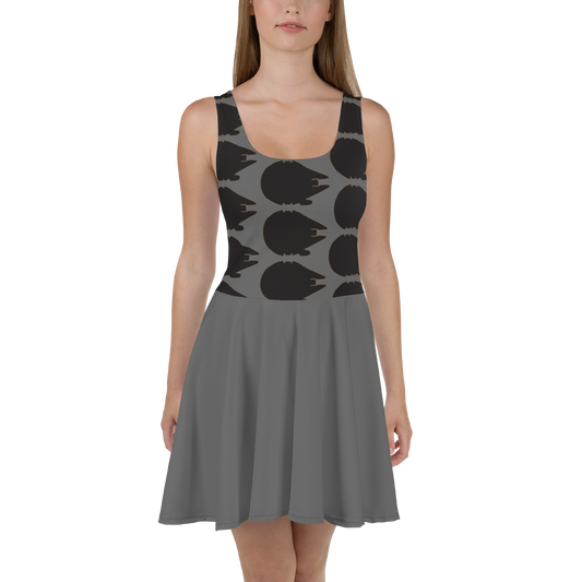 Space Falcom, in Black & Grey, Skater Dress