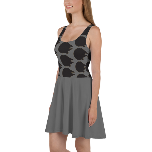 Space Falcom, in Black & Grey, Skater Dress