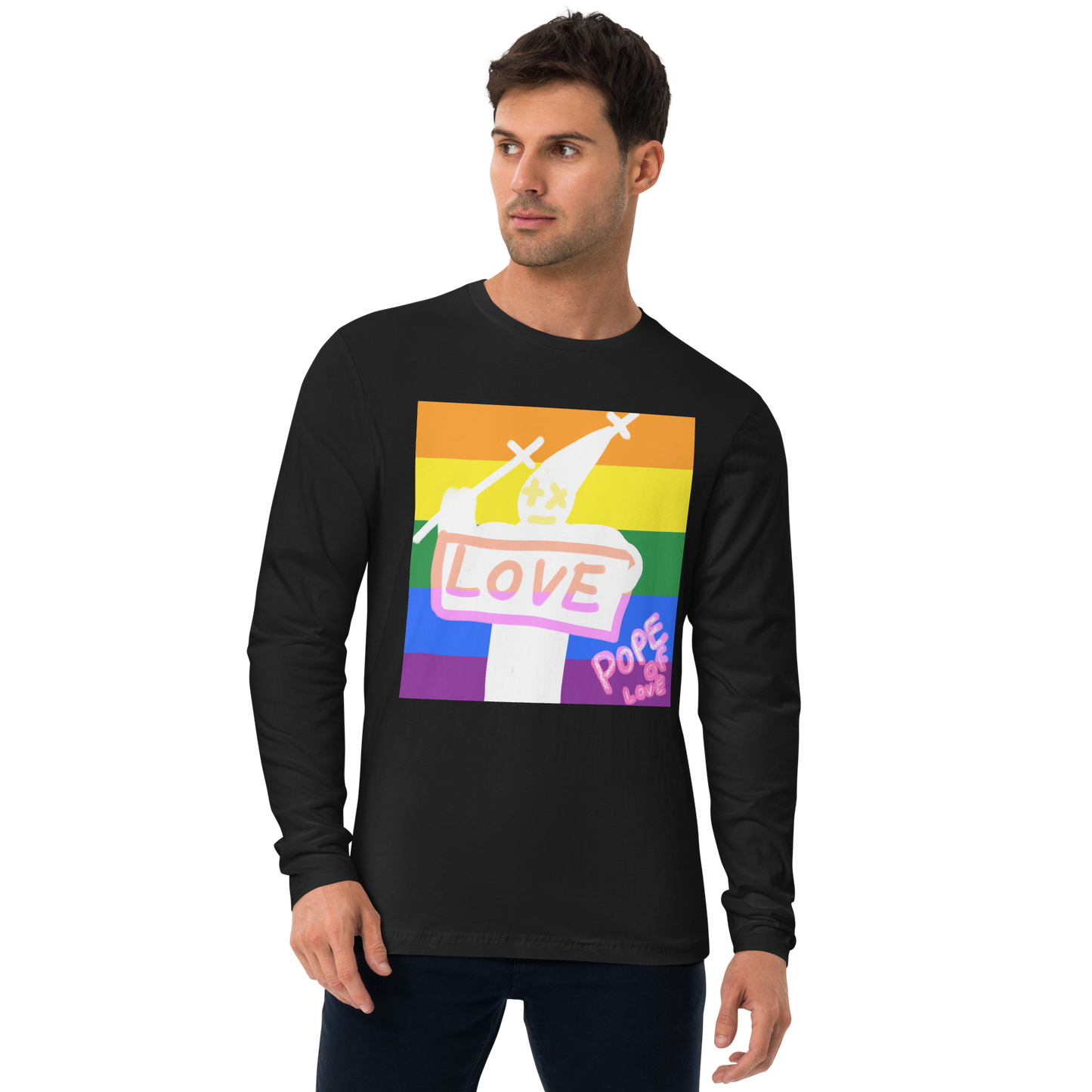 Pride, Pope Of Love Long Sleeve Fitted Crew