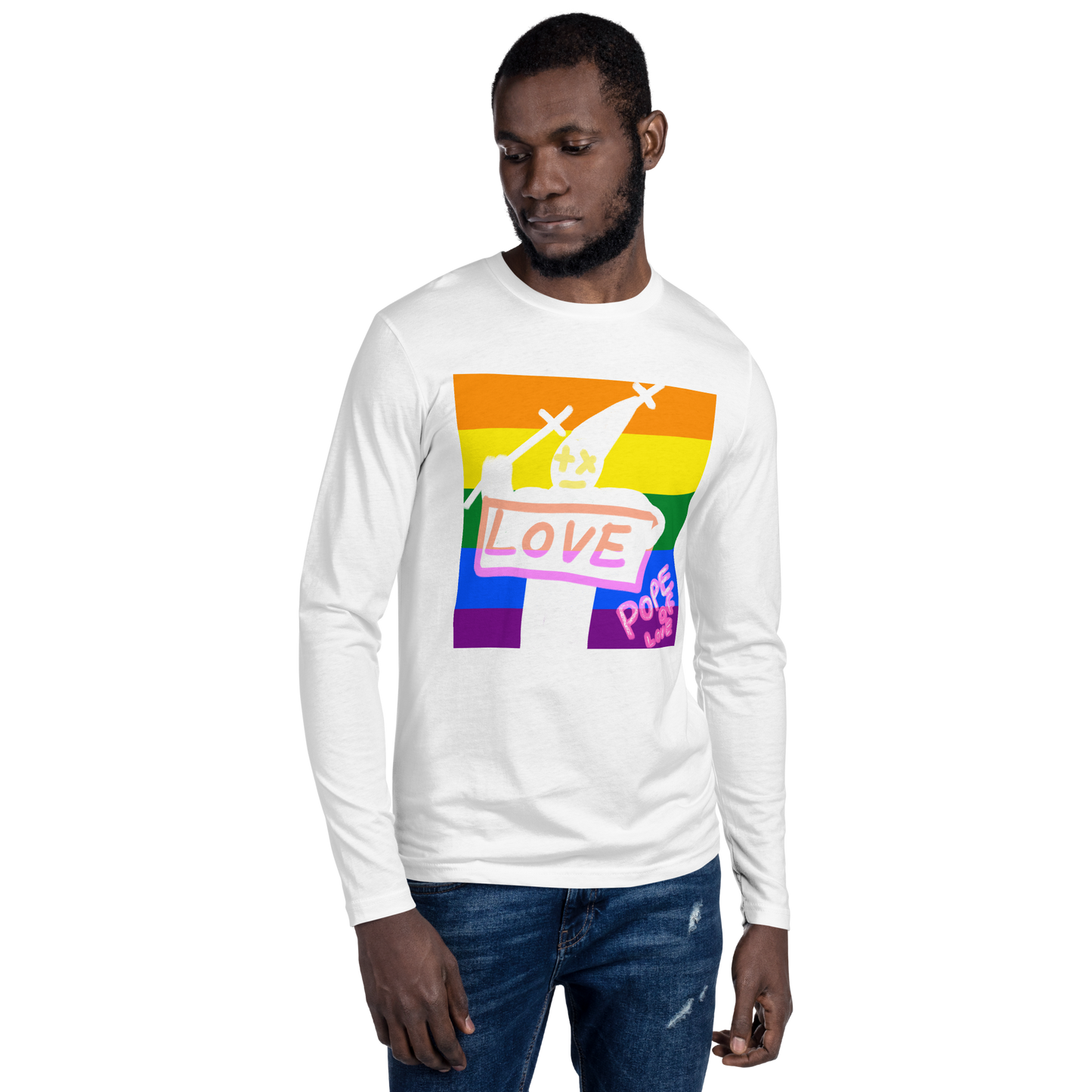Pride, Pope Of Love Long Sleeve Fitted Crew