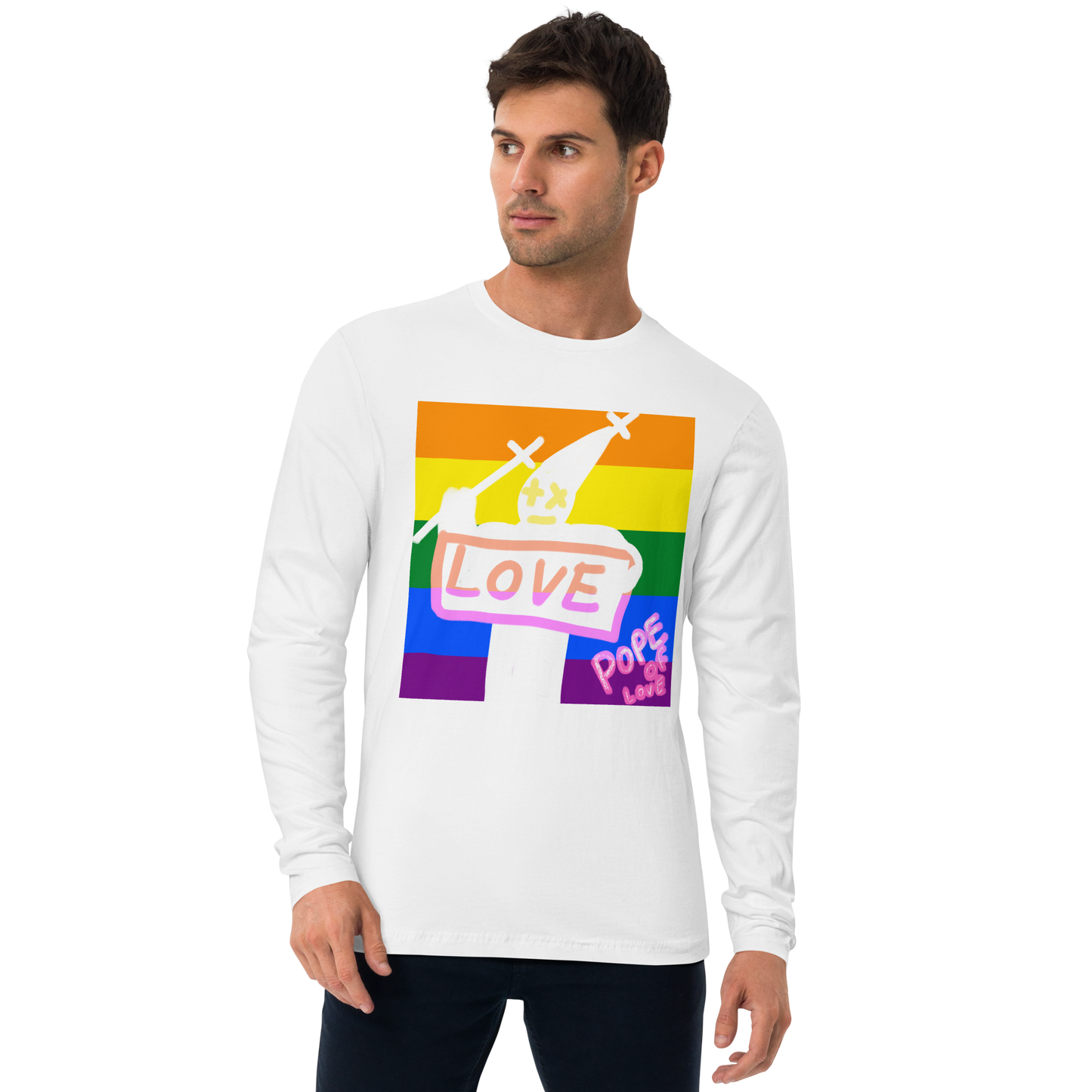 Pride, Pope Of Love Long Sleeve Fitted Crew