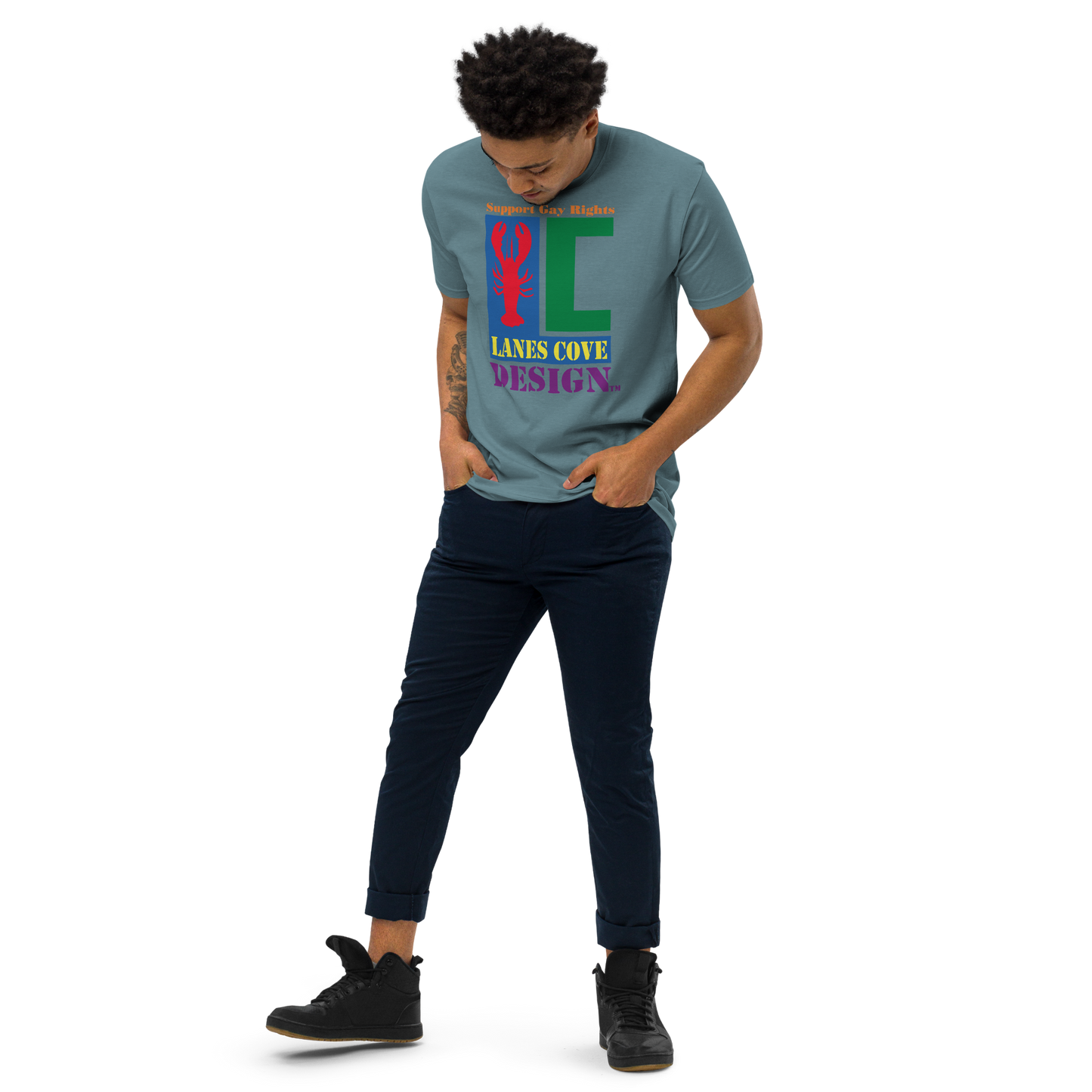 Support Gay Rights Men’s premium heavyweight tee