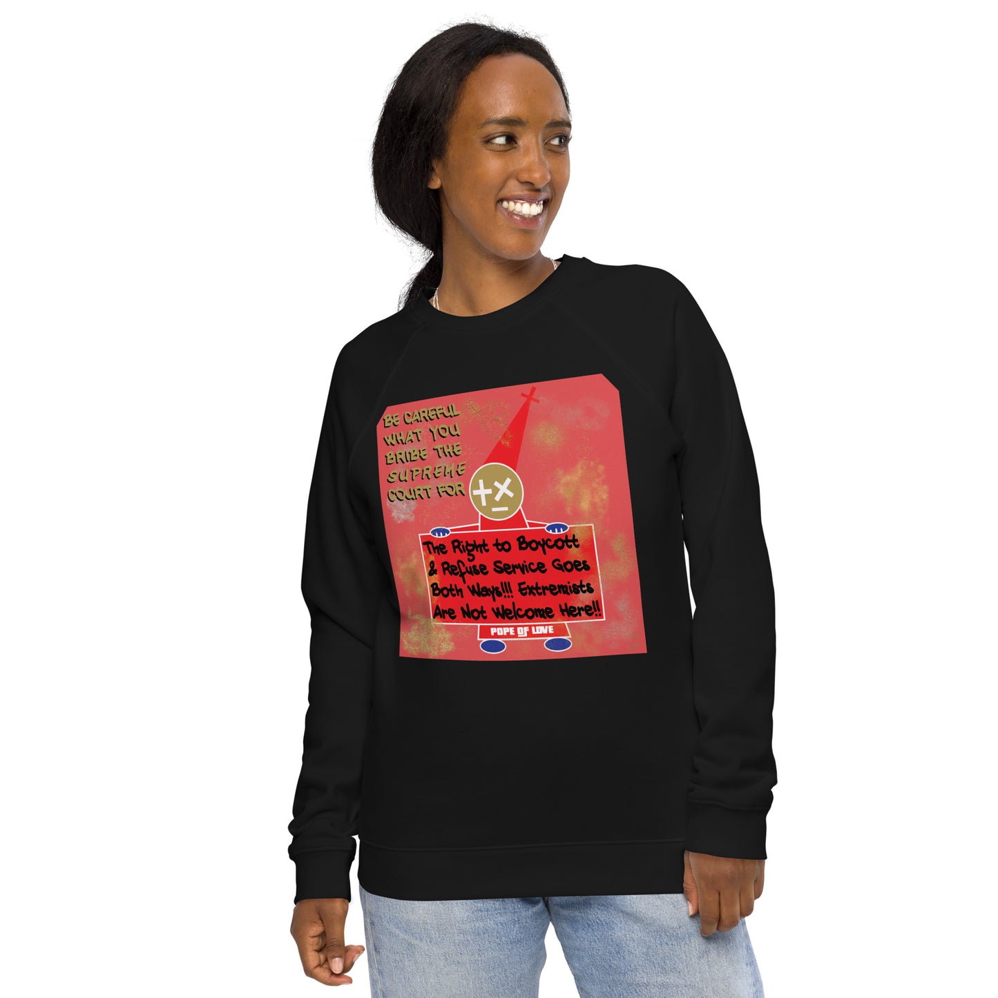 Pope Of Love No MAGA Unisex organic raglan sweatshirt