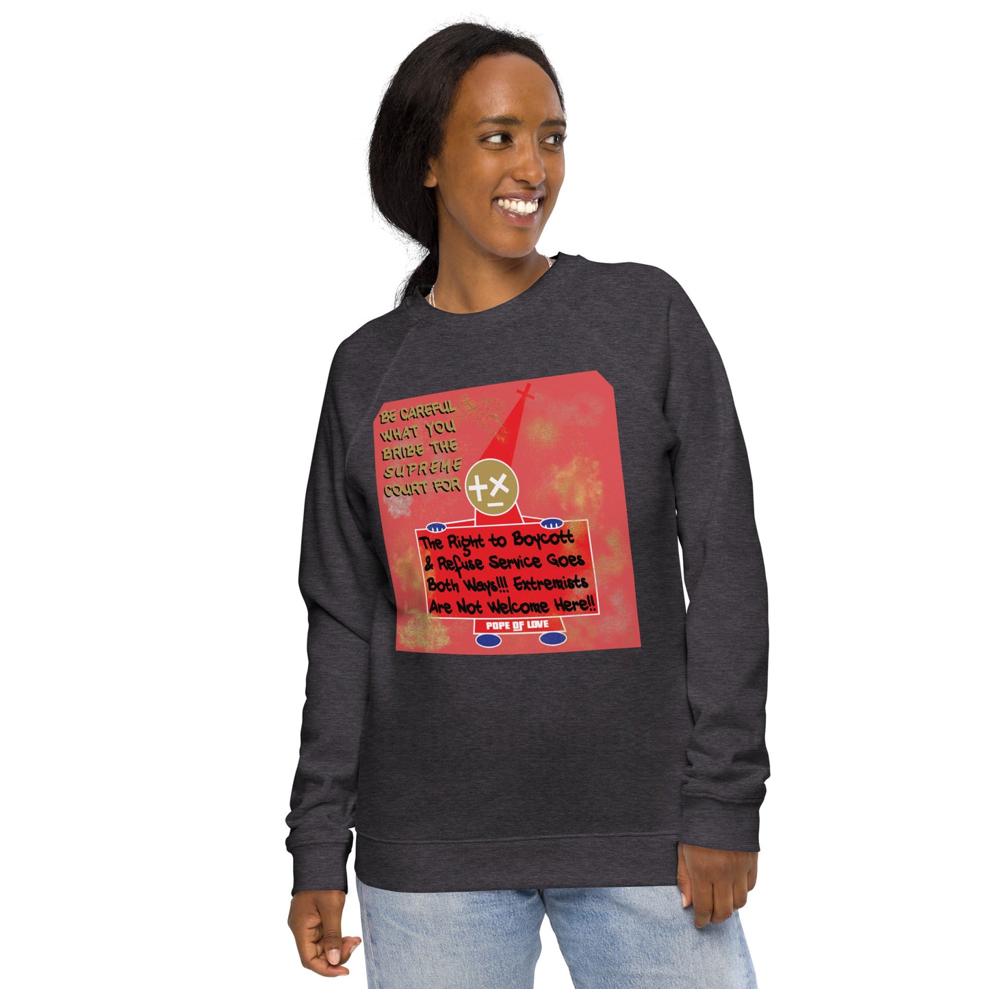 Pope Of Love No MAGA Unisex organic raglan sweatshirt