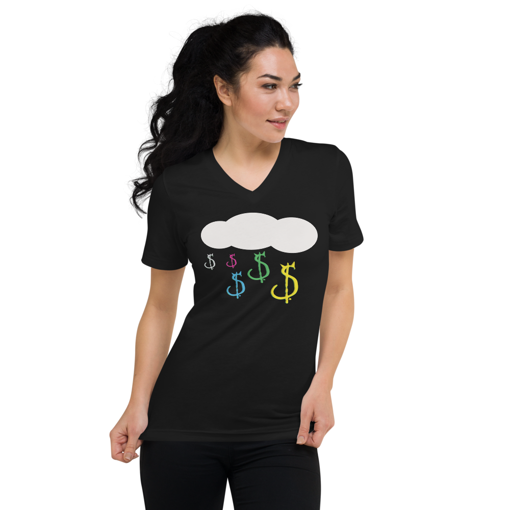 Raining Money, Unisex Short Sleeve V-Neck T-Shirt
