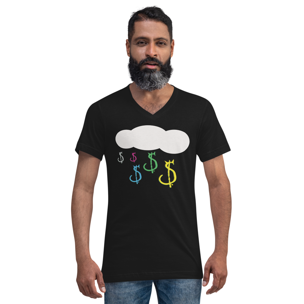 Raining Money, Unisex Short Sleeve V-Neck T-Shirt