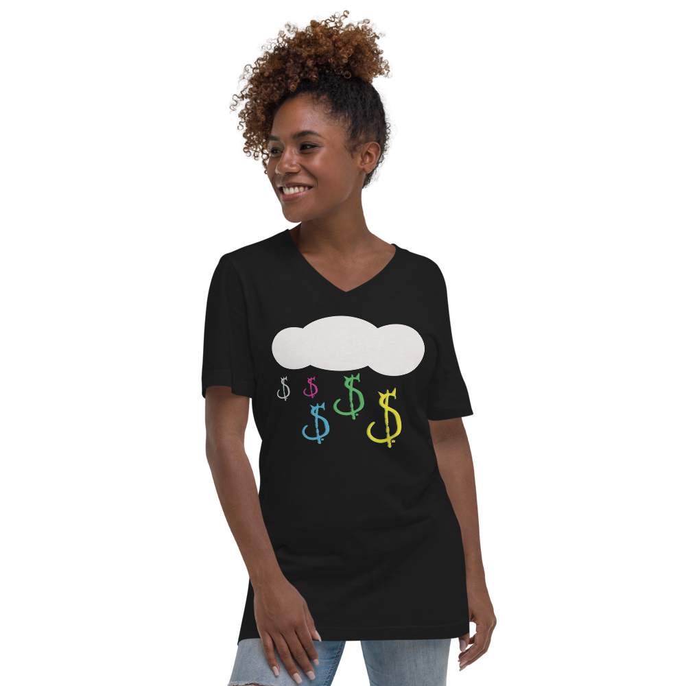 Raining Money, Unisex Short Sleeve V-Neck T-Shirt