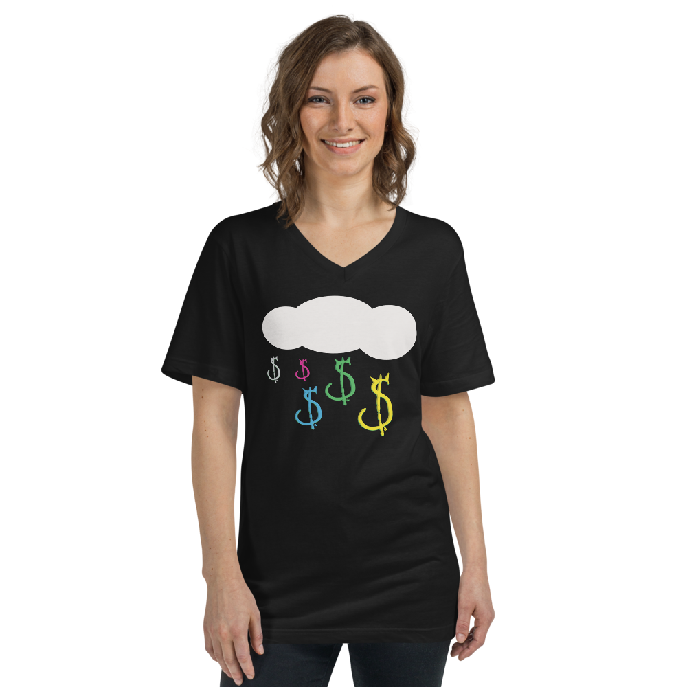 Raining Money, Unisex Short Sleeve V-Neck T-Shirt
