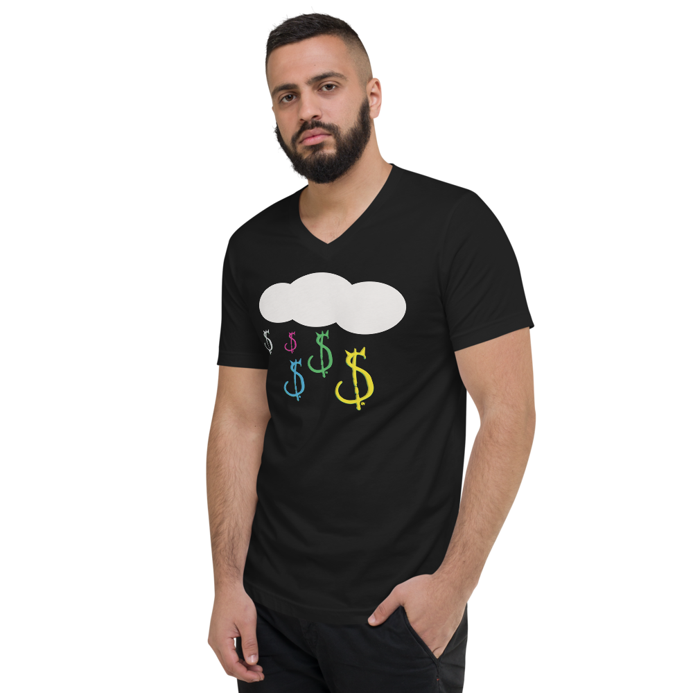 Raining Money, Unisex Short Sleeve V-Neck T-Shirt