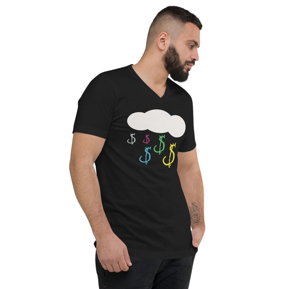 Raining Money, Unisex Short Sleeve V-Neck T-Shirt
