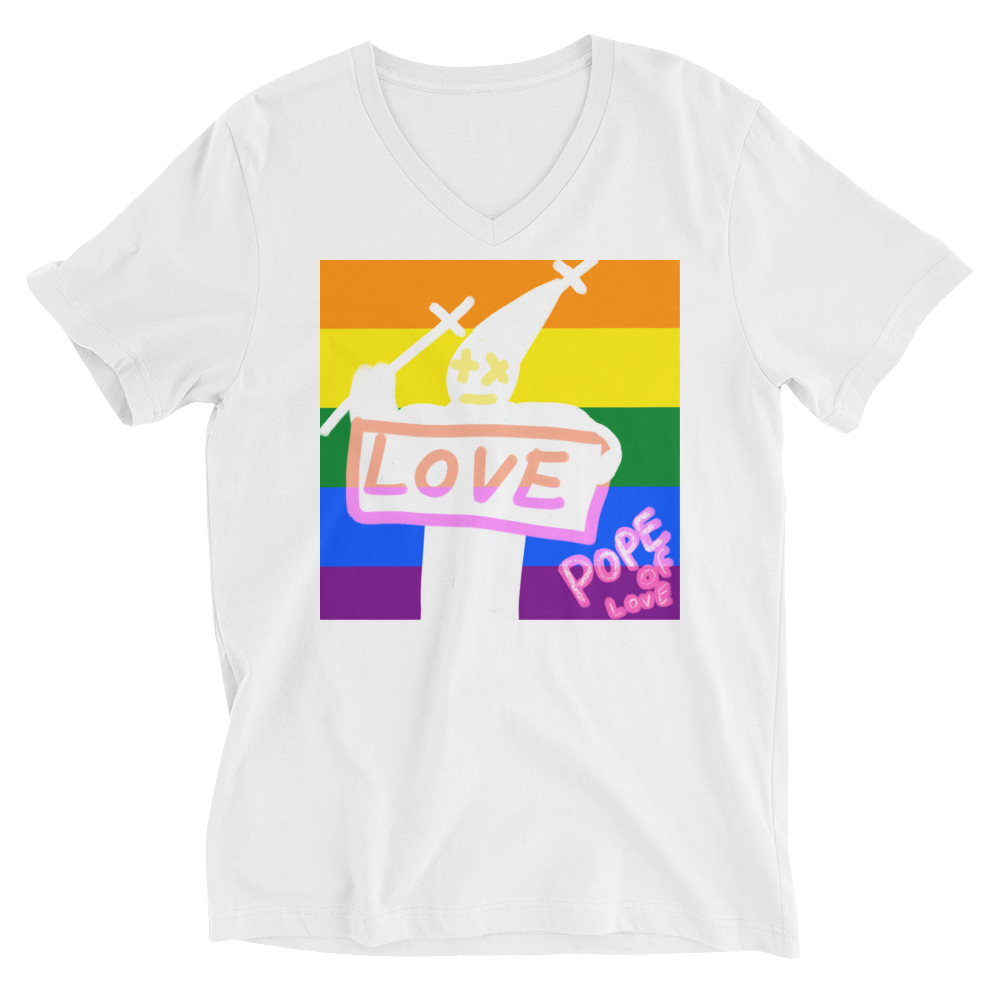 Pride, Pope Of Love, Unisex Short Sleeve V-Neck T-Shirt