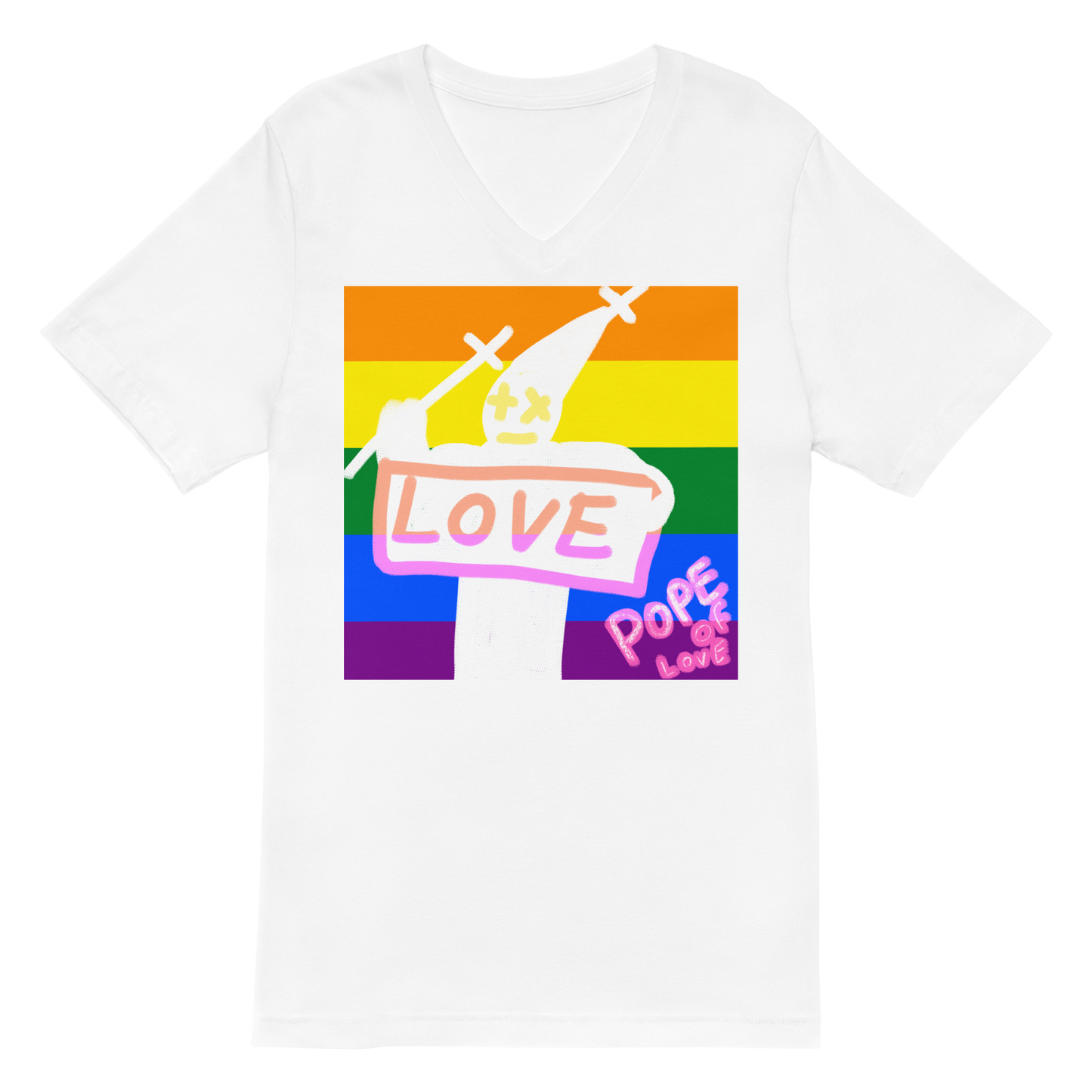 Pride, Pope Of Love, Unisex Short Sleeve V-Neck T-Shirt