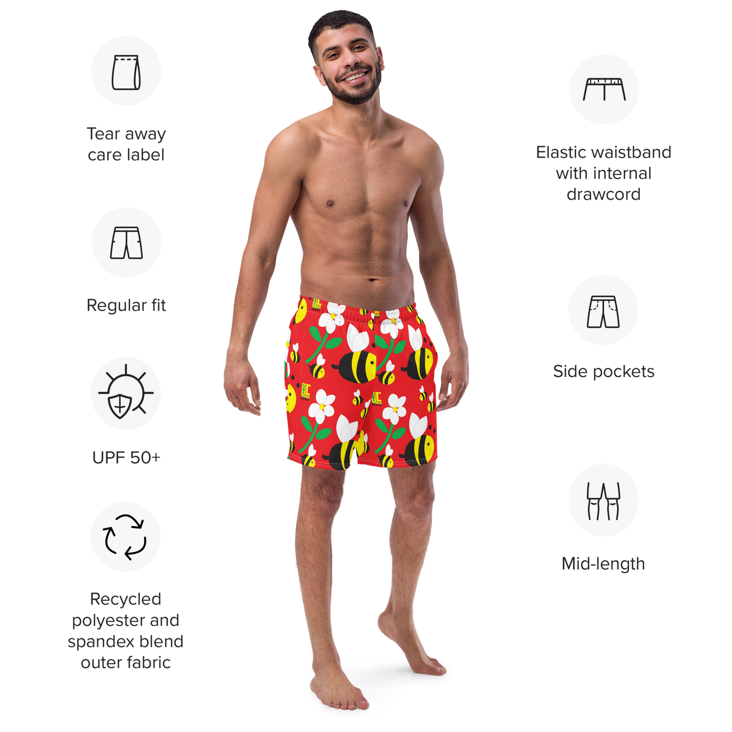 Save the Bees Men's swim trunks