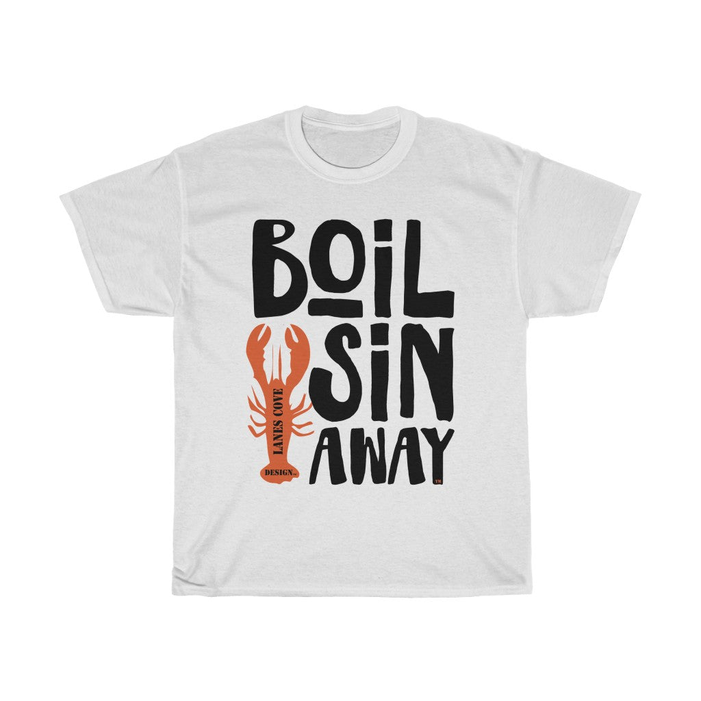 Boil Sin Away Black Red T-Shirt - Unisex Heavy Cotton Tee