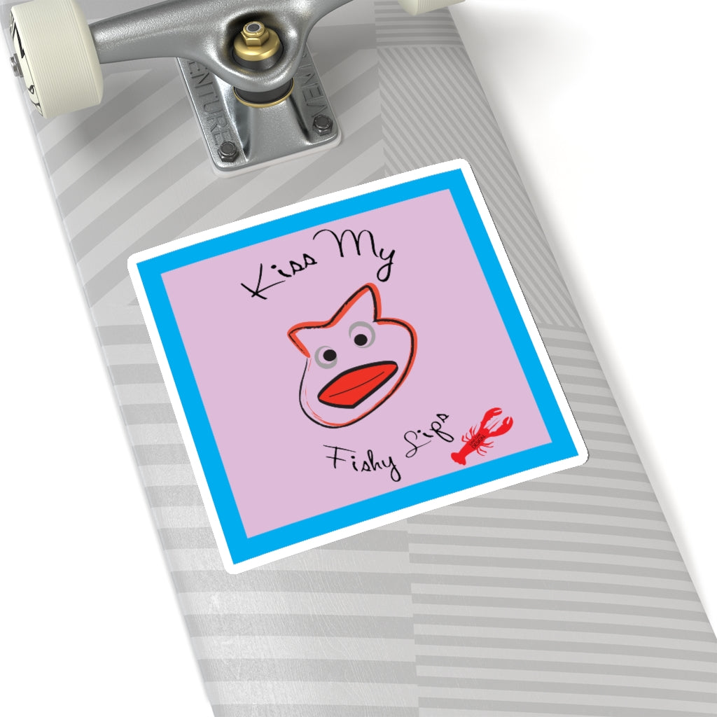 Kiss My Fishy Lips Sticker - Fishing Humor Decal 4 Sizes