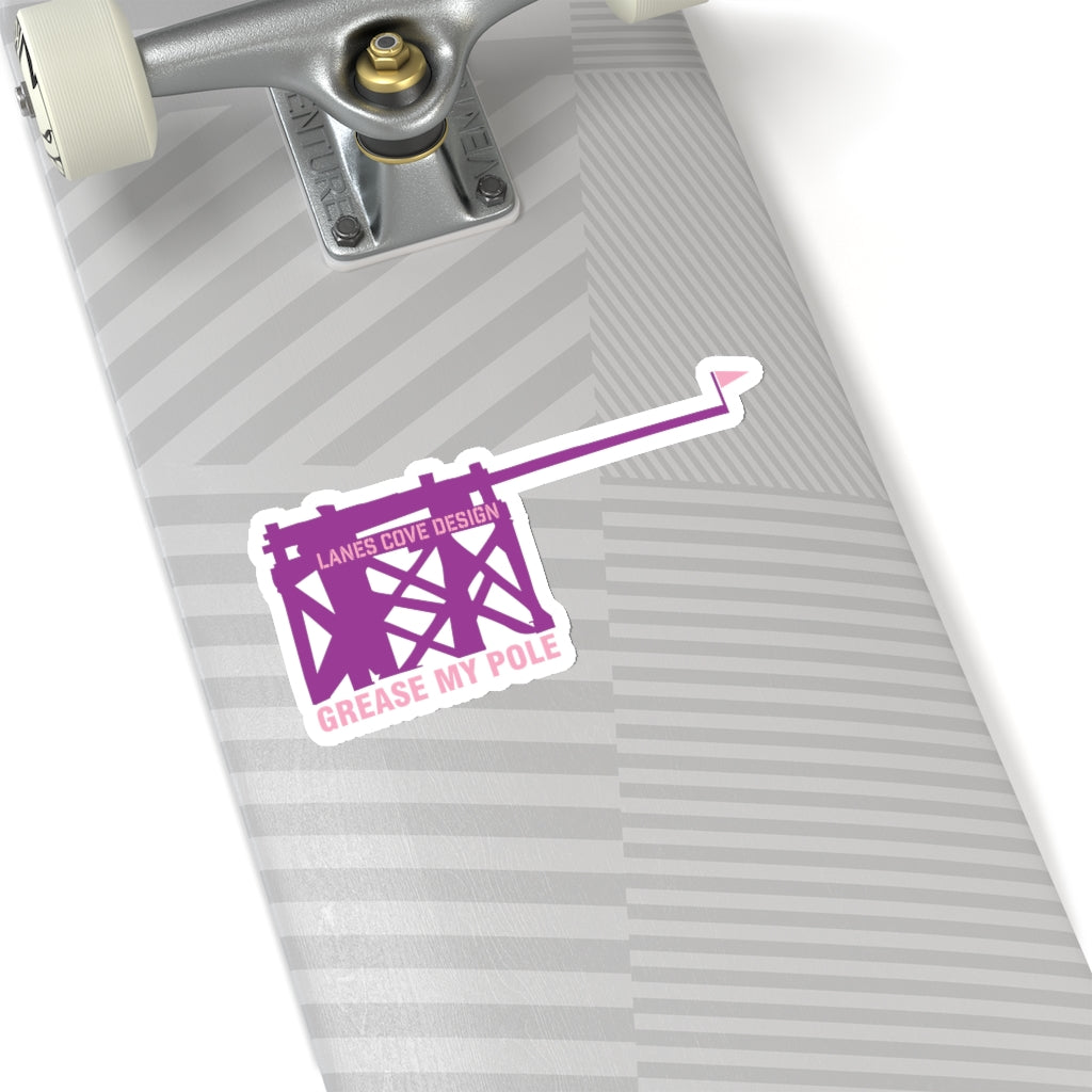 Grease My Pole Sticker Purple & Pink - Fishing Humor Decal 4 Sizes