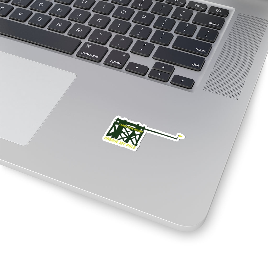 Grease My Pole Sticker Green & Yellow - Fishing Humor Decal 4 Sizes
