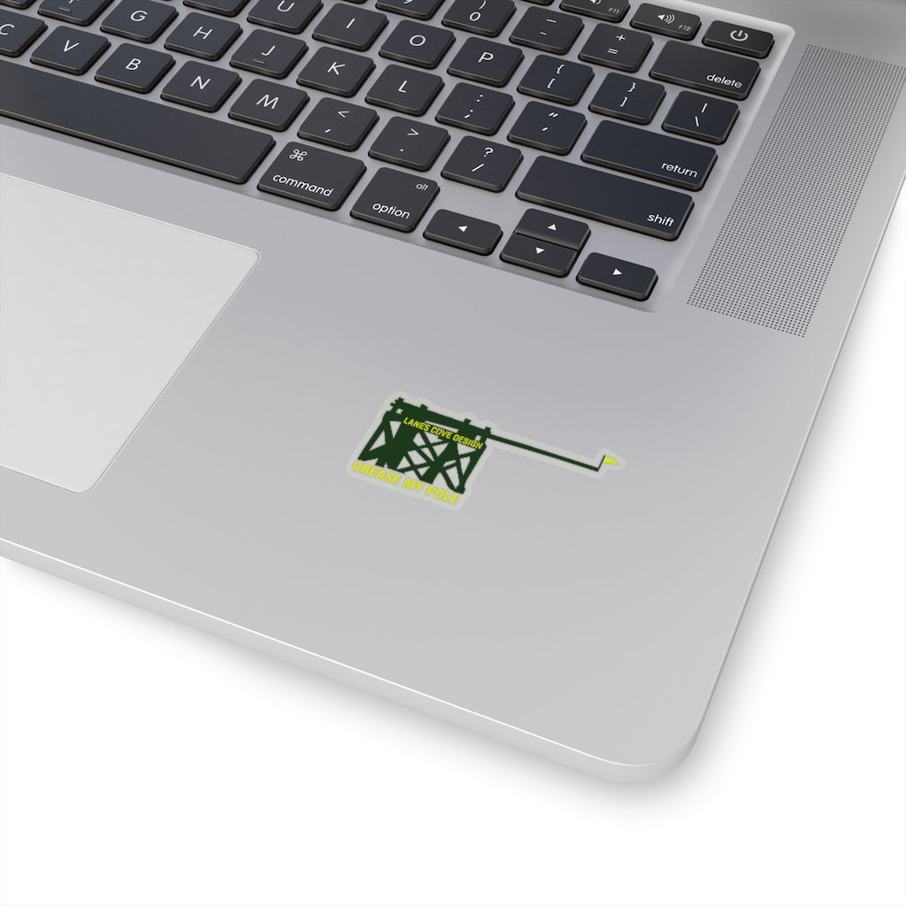Grease My Pole Sticker Green & Yellow - Fishing Humor Decal 4 Sizes