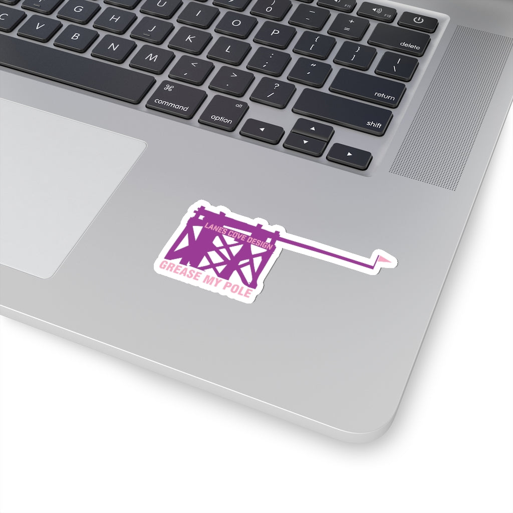 Grease My Pole Sticker Purple & Pink - Fishing Humor Decal 4 Sizes