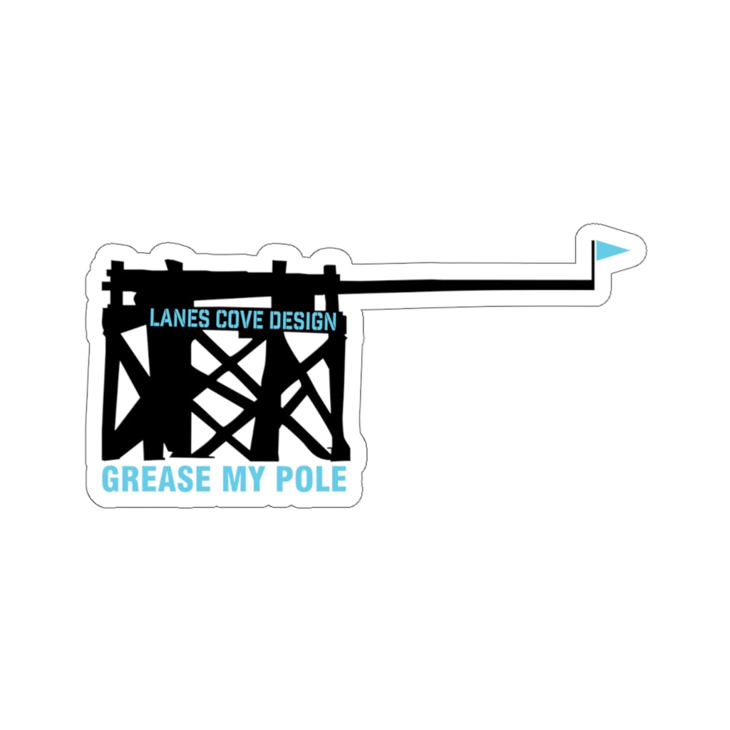 Grease My Pole Sticker Black & Blue - Fishing Humor Decal 4 Sizes