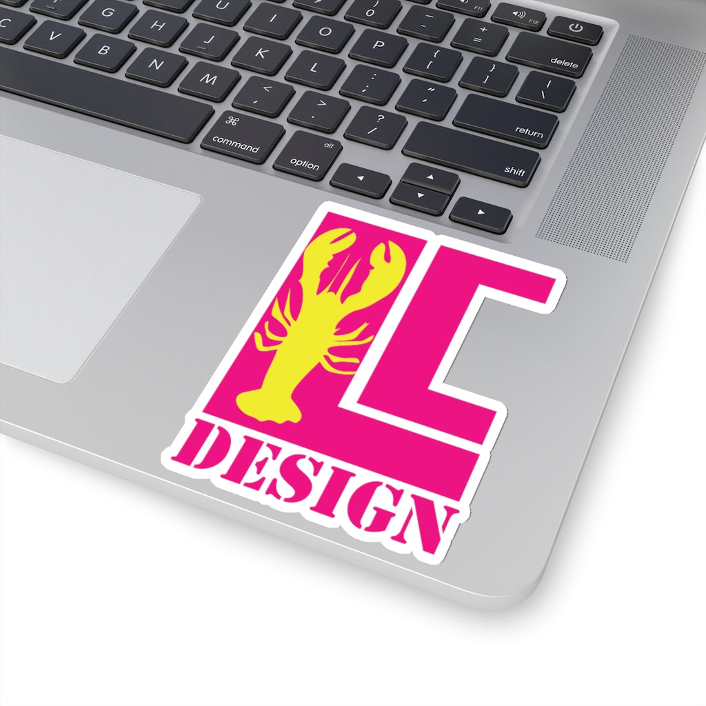Lanes Cove Design Sticker Magenta Yellow Lobster - Gloucester Decal 4 Sizes