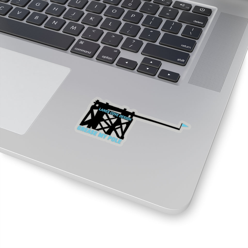 Grease My Pole Sticker Black & Blue - Fishing Humor Decal 4 Sizes