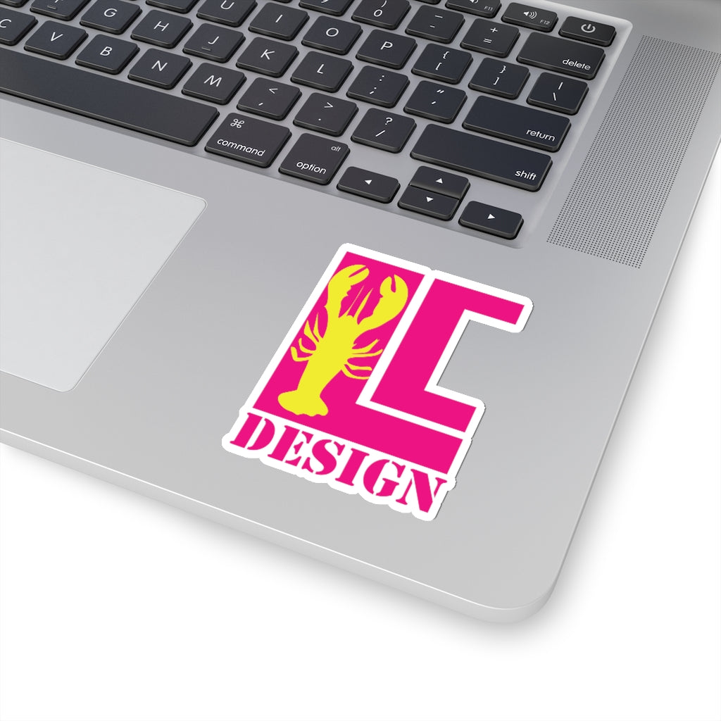 Lanes Cove Design Sticker Magenta Yellow Lobster - Gloucester Decal 4 Sizes