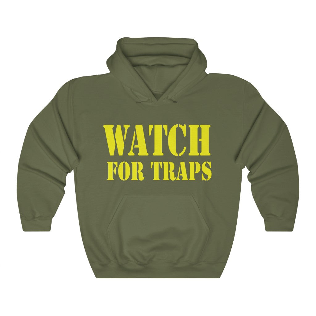Watch For Traps Hoodie - Unisex Heavy Blend Fishing Sweatshirt