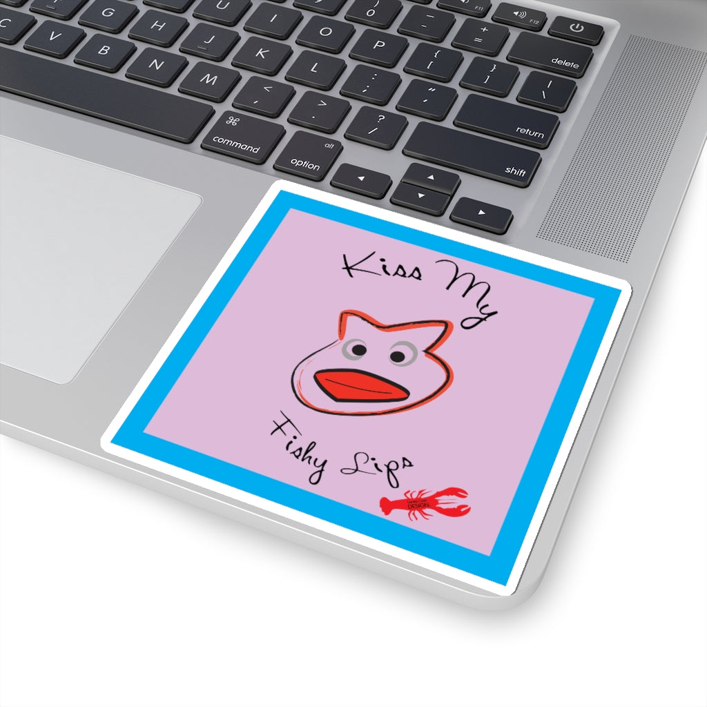 Kiss My Fishy Lips Sticker - Fishing Humor Decal 4 Sizes