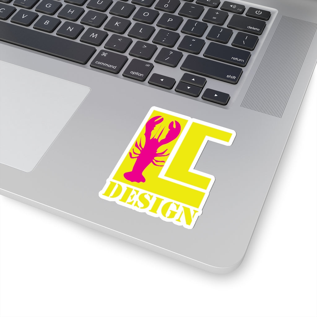 Lanes Cove Design Logo Sticker Yellow Magenta Lobster - Decal 4 Sizes