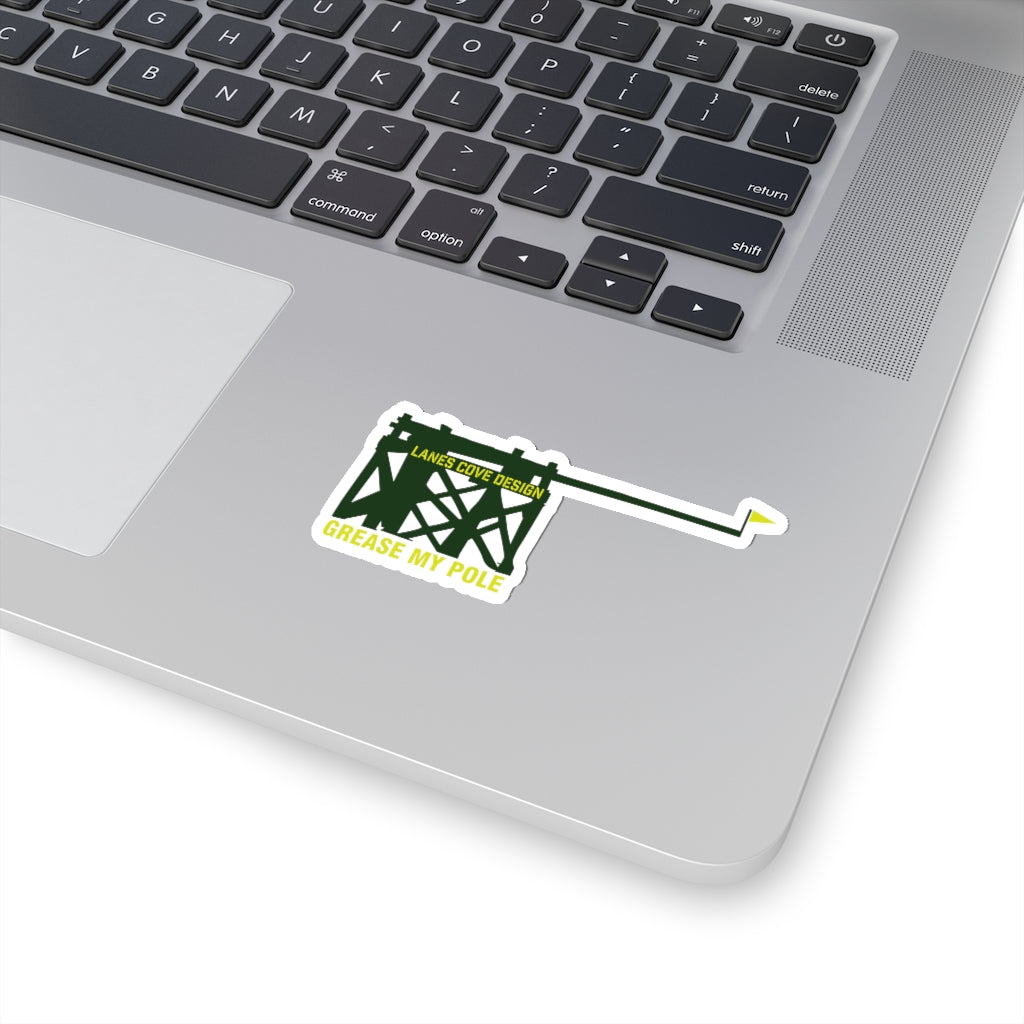 Grease My Pole Sticker Green & Yellow - Fishing Humor Decal 4 Sizes