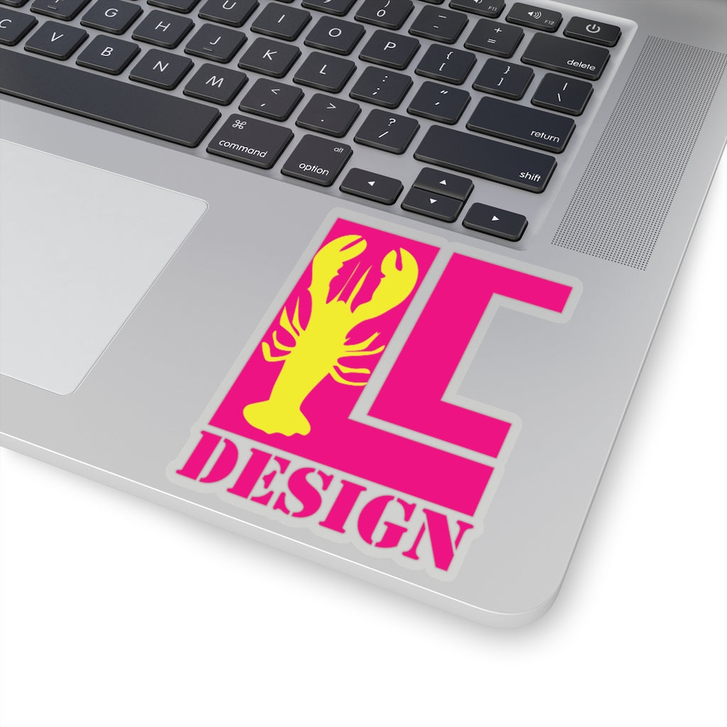 Lanes Cove Design Sticker Magenta Yellow Lobster - Gloucester Decal 4 Sizes