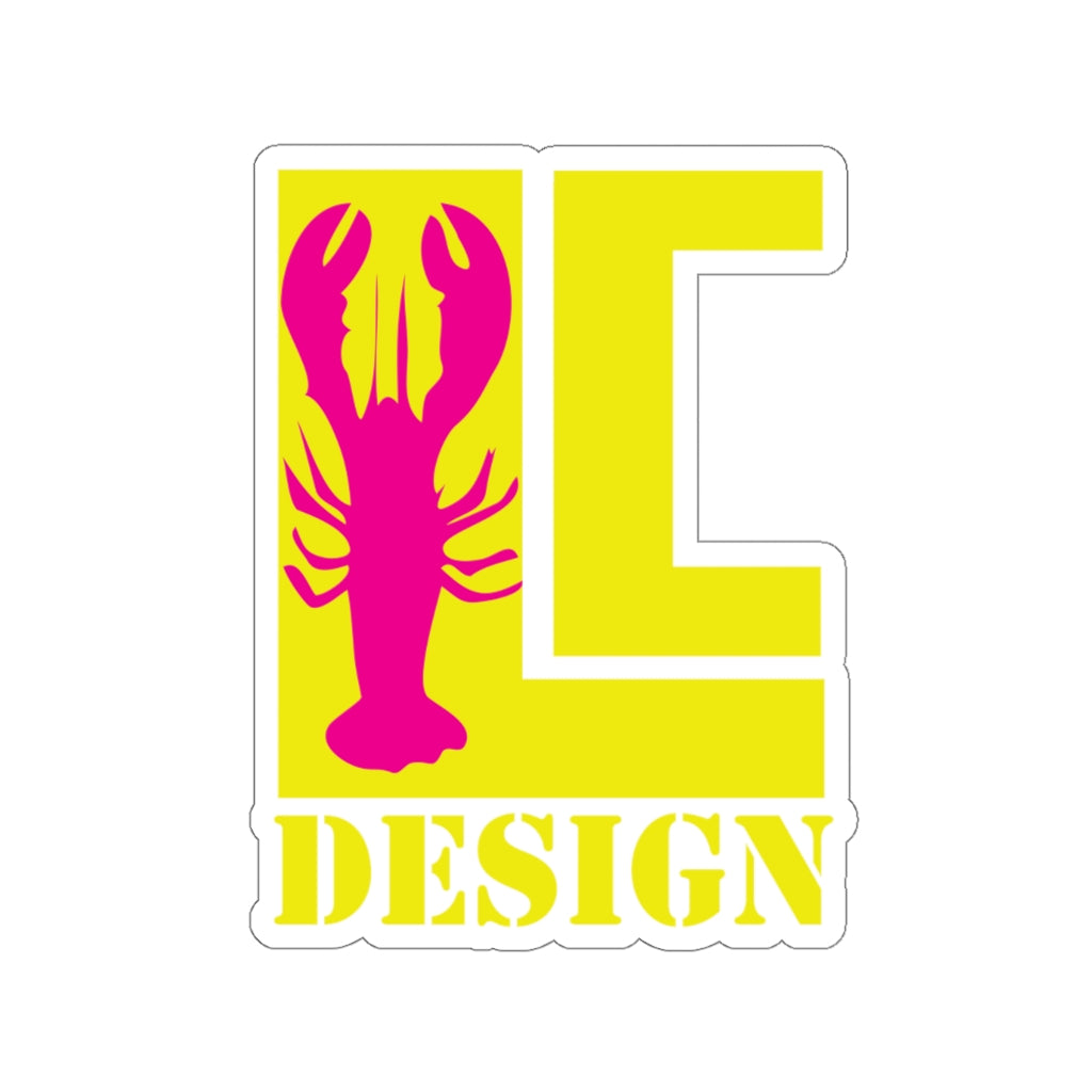 Lanes Cove Design Logo Sticker Yellow Magenta Lobster - Decal 4 Sizes