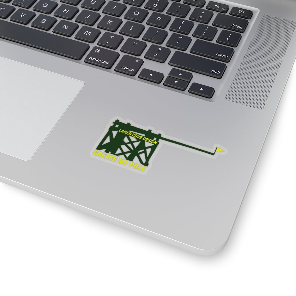 Grease My Pole Sticker Green & Yellow - Fishing Humor Decal 4 Sizes
