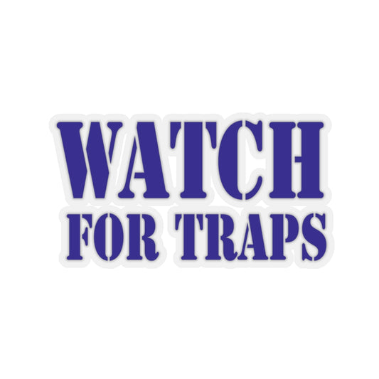 Watch For Traps Sticker Blue - Fishing Safety Decal 4 Sizes