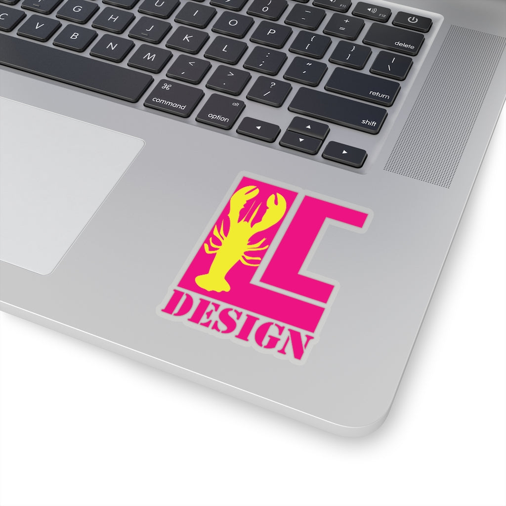 Lanes Cove Design Sticker Magenta Yellow Lobster - Gloucester Decal 4 Sizes