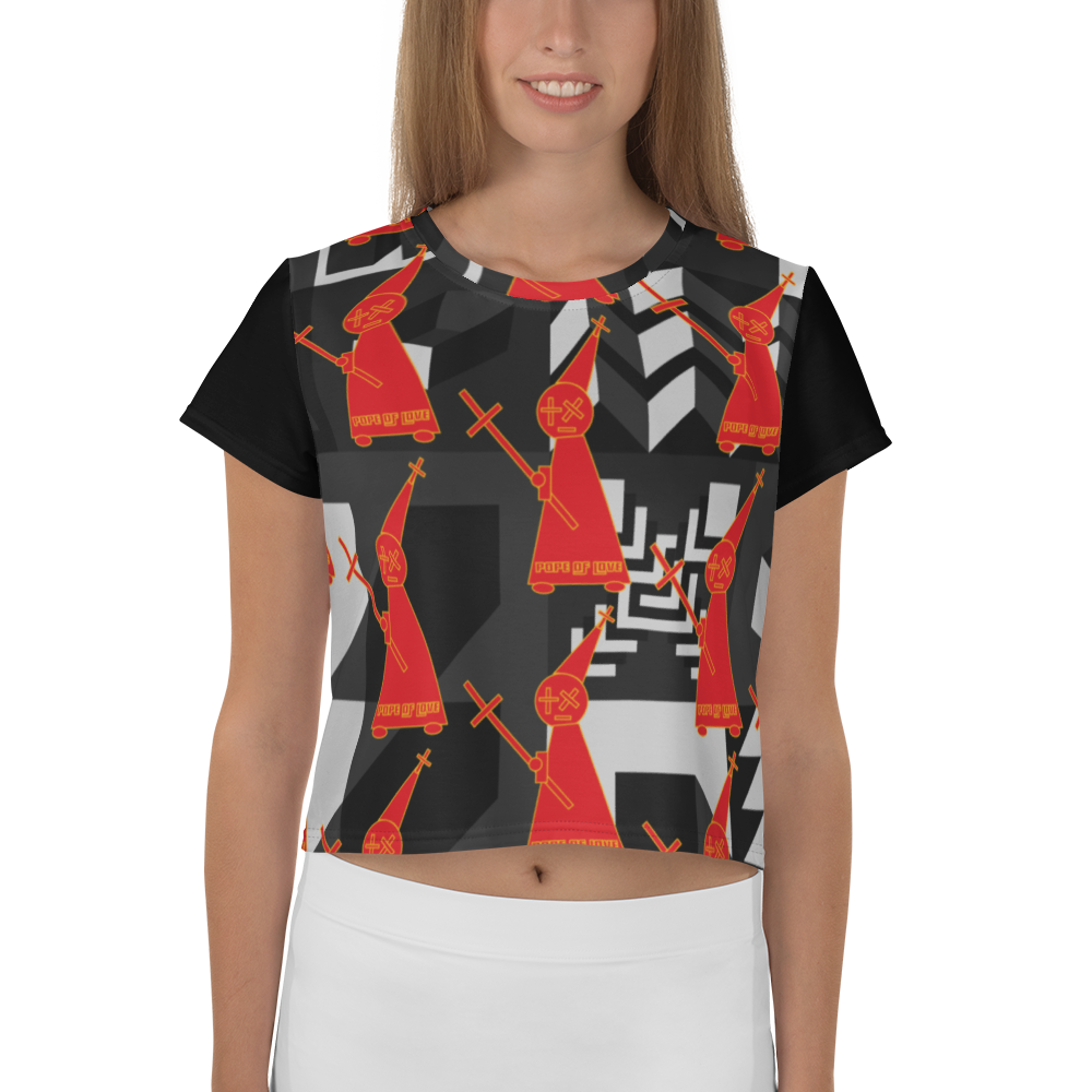 Pope Of Love, All-Over Print Crop Tee