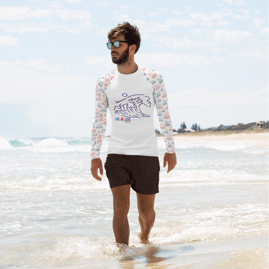 Live Love Wave, Men's Rash Guard