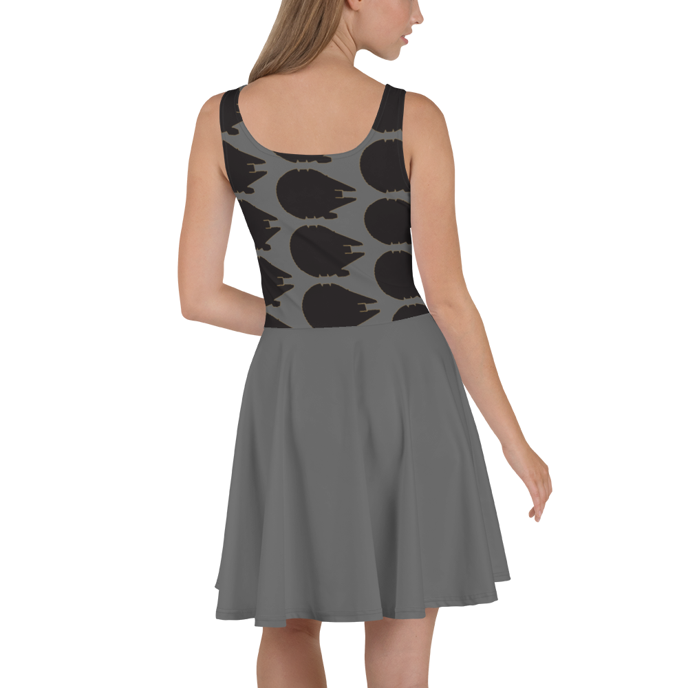 Space Falcom, in Black & Grey, Skater Dress