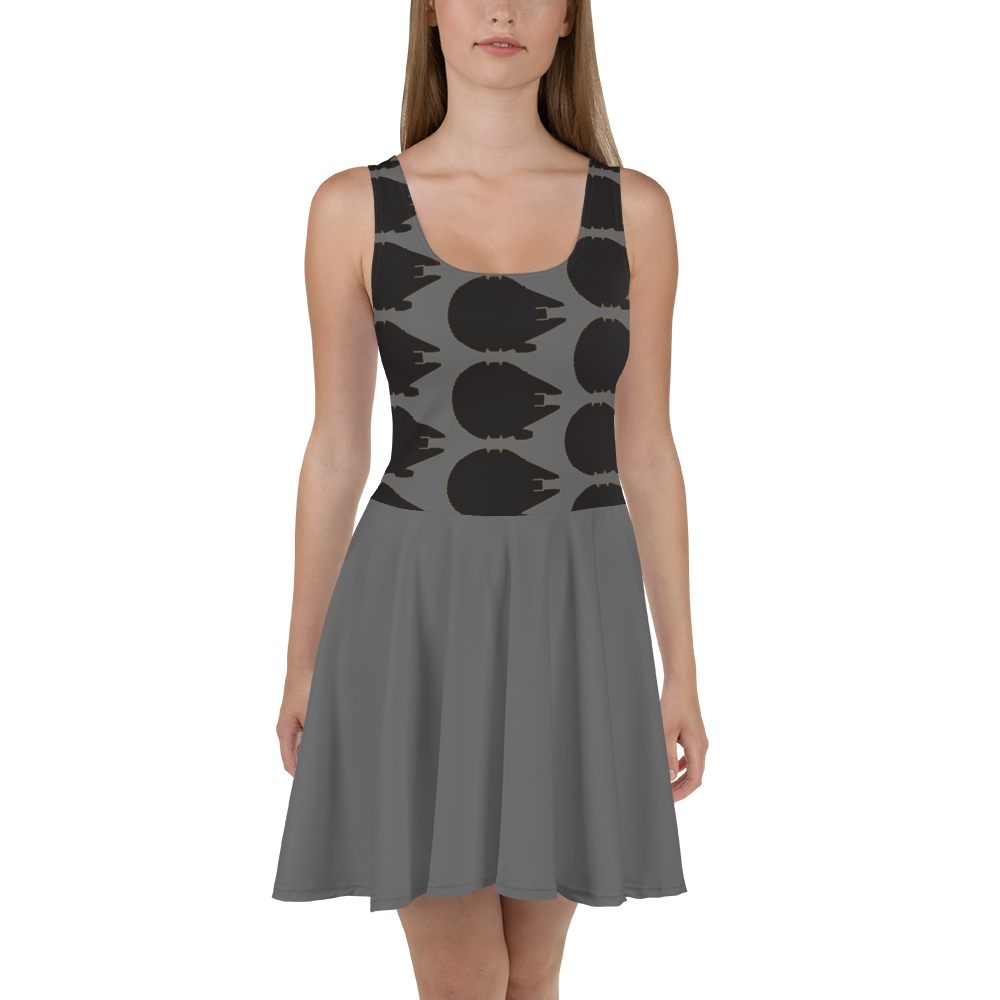 Space Falcom, in Black & Grey, Skater Dress