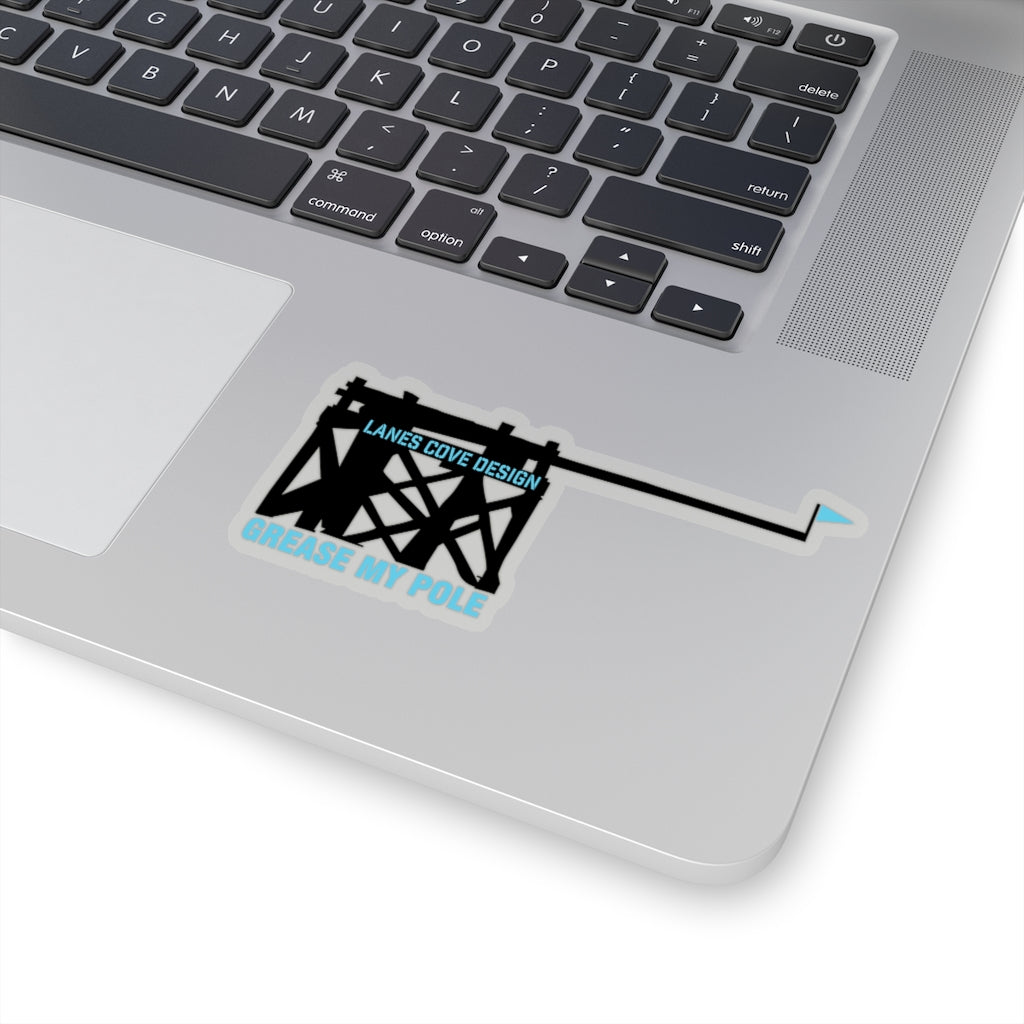 Grease My Pole Sticker Black & Blue - Fishing Humor Decal 4 Sizes