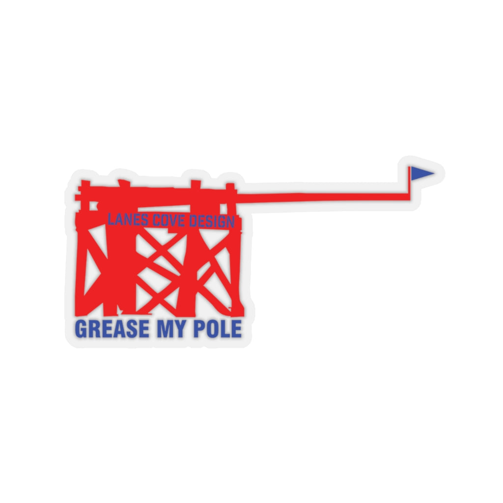 Grease My Pole Sticker Red & Blue - Fishing Humor Decal 4 Sizes