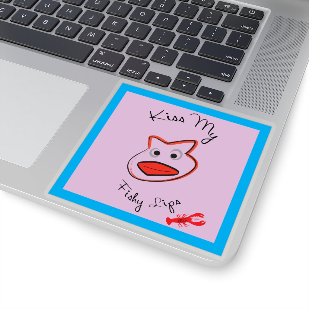 Kiss My Fishy Lips Sticker - Fishing Humor Decal 4 Sizes
